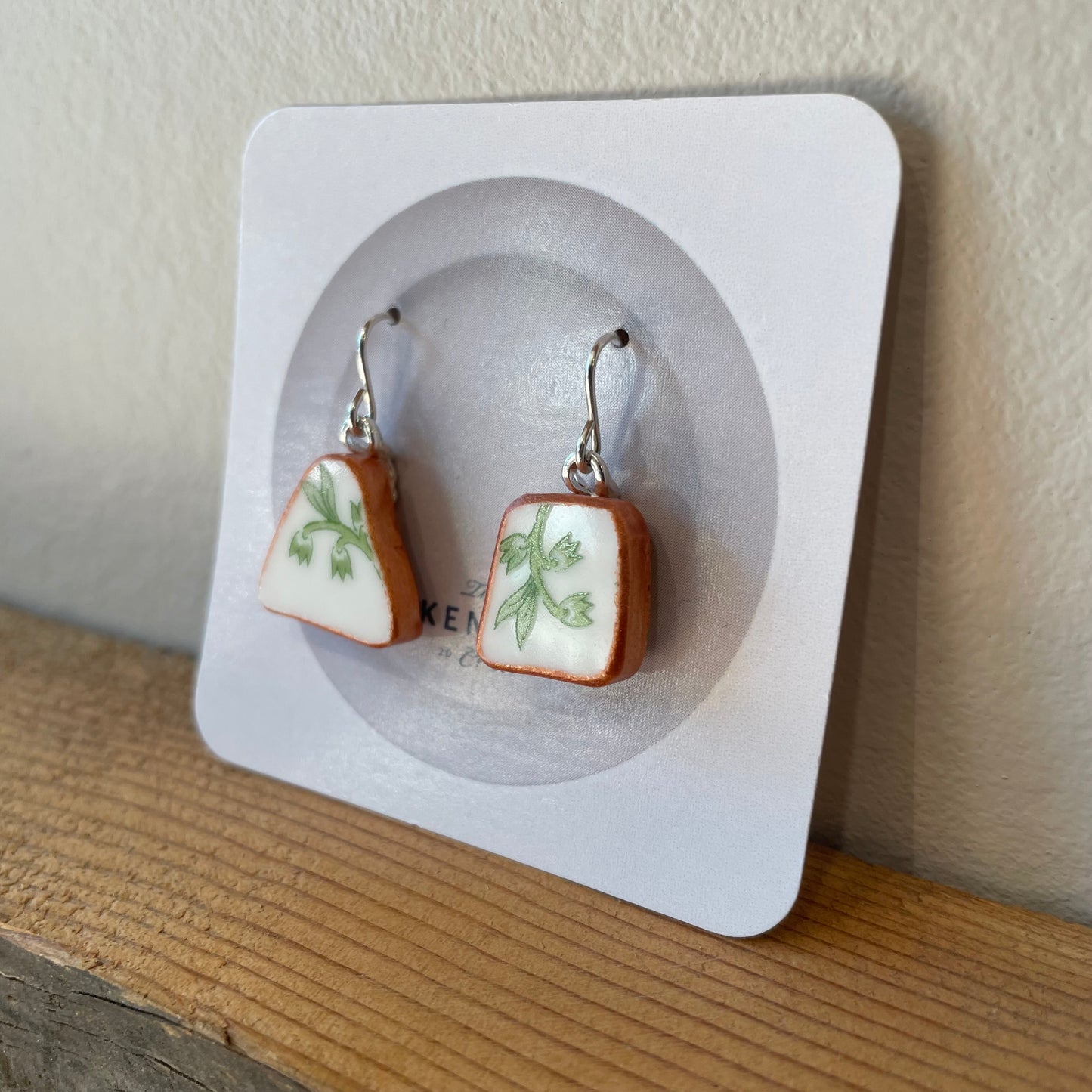 Broken Plate Dangle Earrings Copper Edge Shard