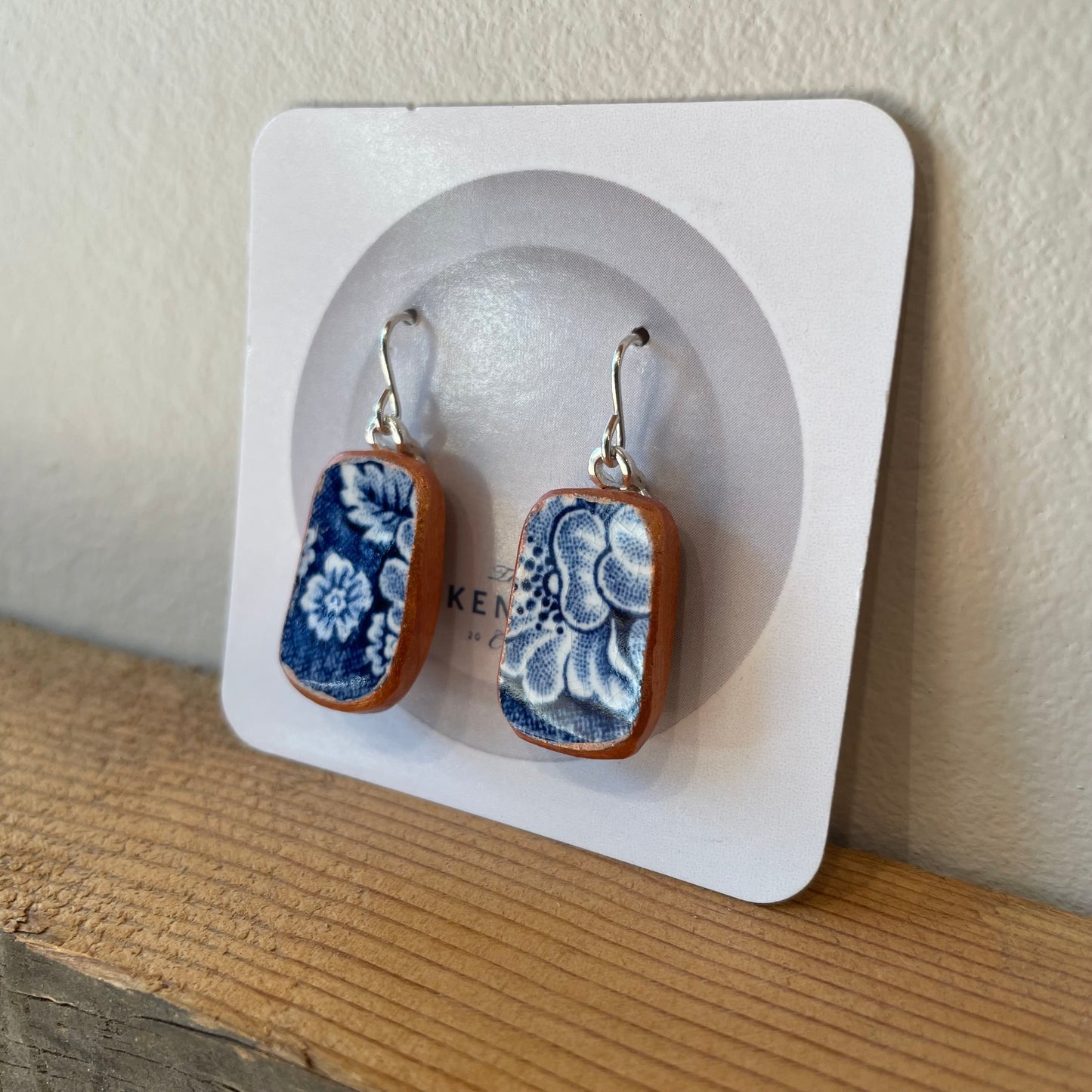 Broken Plate Dangle Earrings Copper Edge Shard