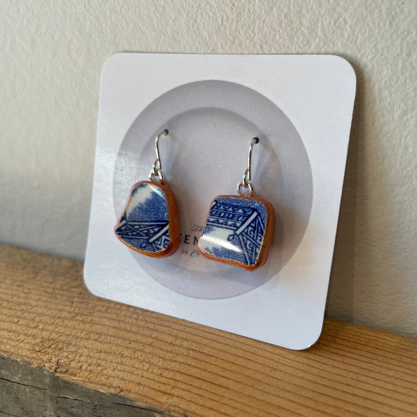 Broken Plate Dangle Earrings Copper Edge Shard