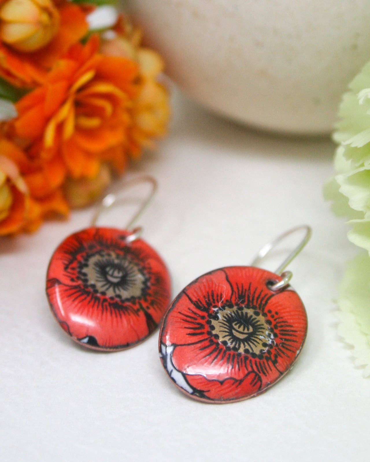 August Poppy Earrings