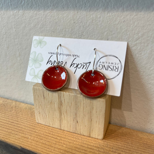 Enamel Penny Copper Earrings, Jewelry, Dangle Earrings