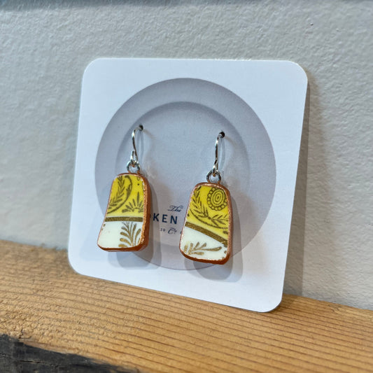 Broken Plate Dangle Earrings Copper Edge Shard