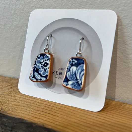 Broken Plate Dangle Earrings Copper Edge Shard