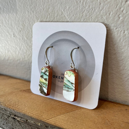 Broken Plate Dangle Earrings Copper Edge Shard