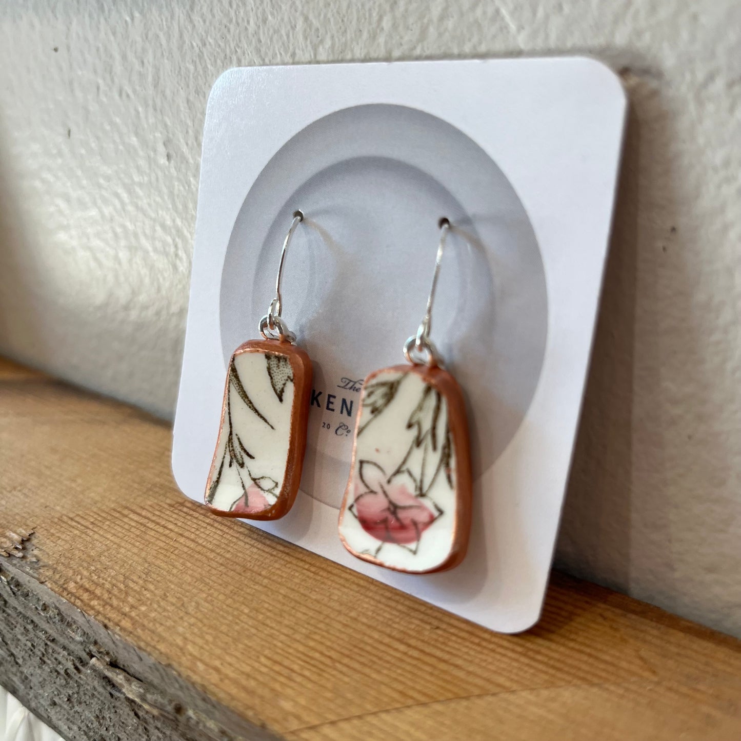 Broken Plate Dangle Earrings Copper Edge Shard