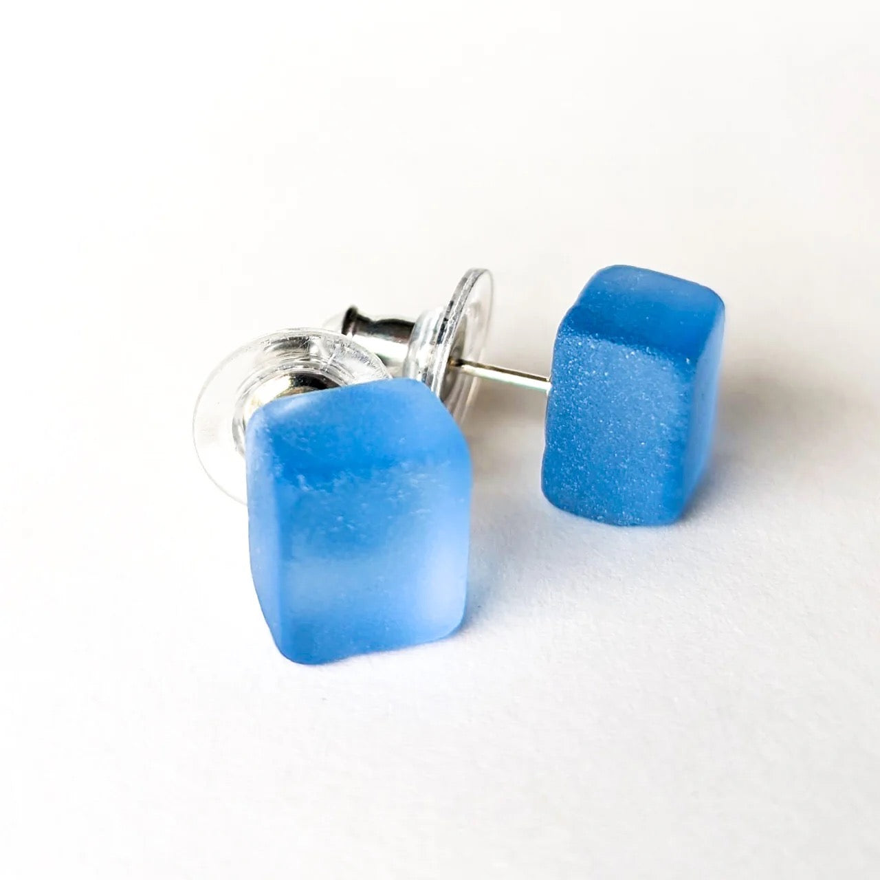 Glass Cube Stud Earrings