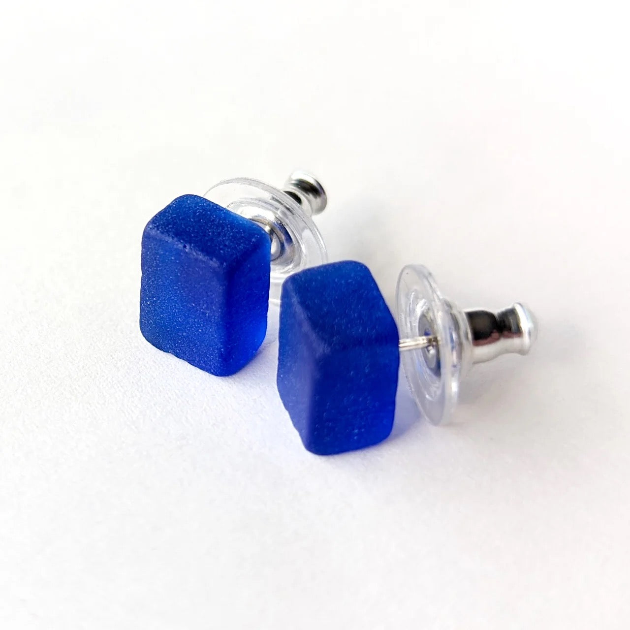 Glass Cube Stud Earrings