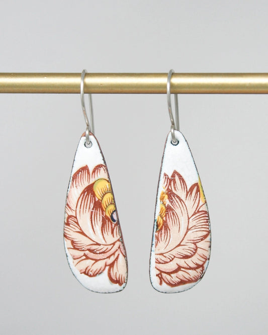 Sunset Peony Drop Vintage Revival Earrings, Floral