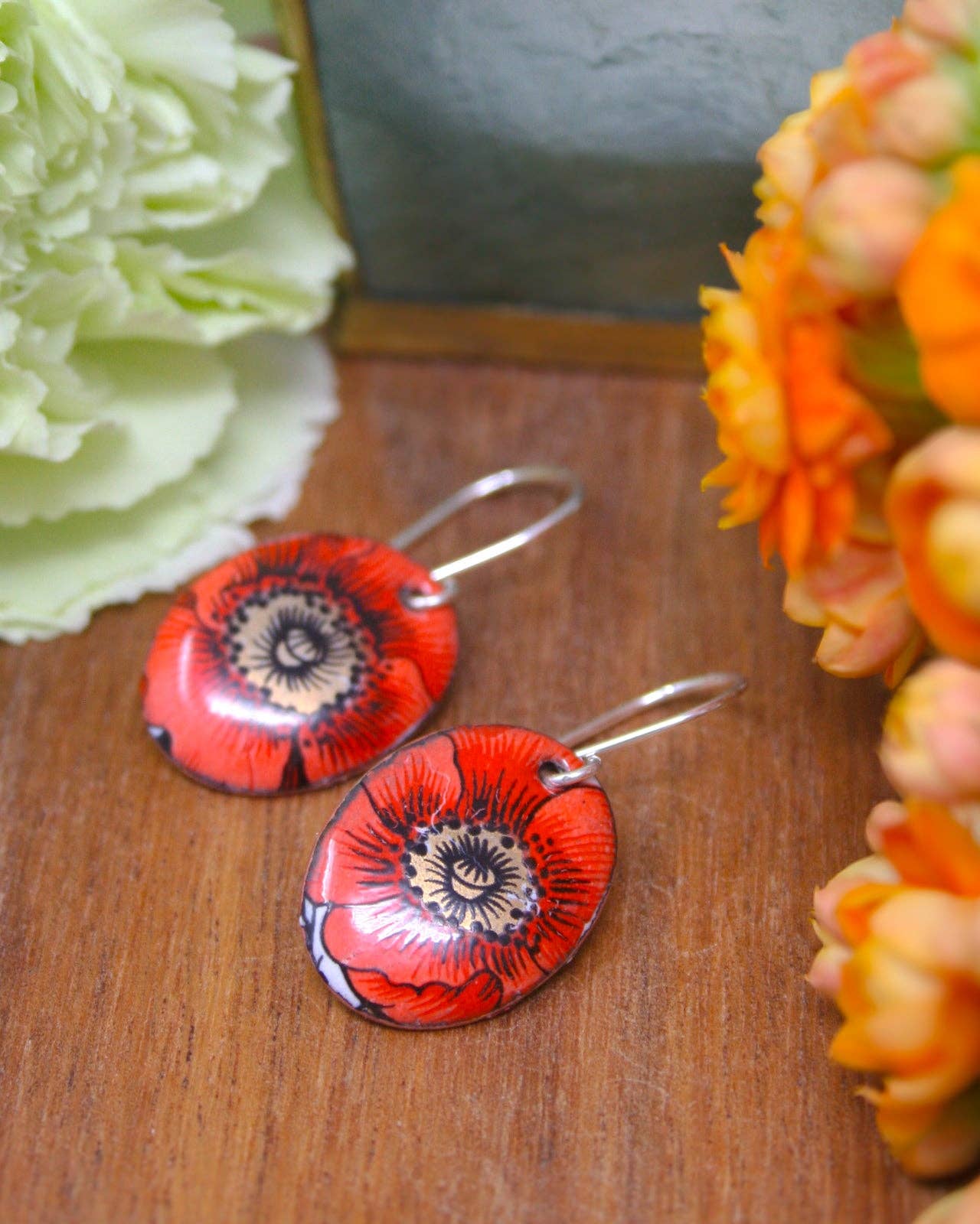 August Poppy Earrings